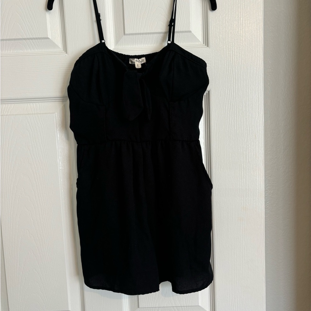 About A Girl Black Spaghetti Strap Romper